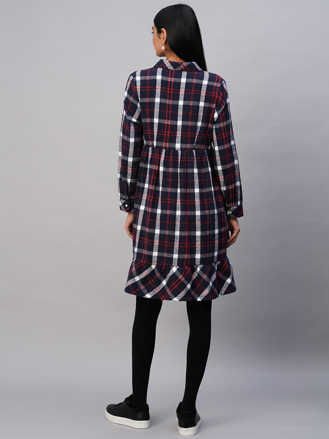 Brushed Flannel Waisted Shirt Dress