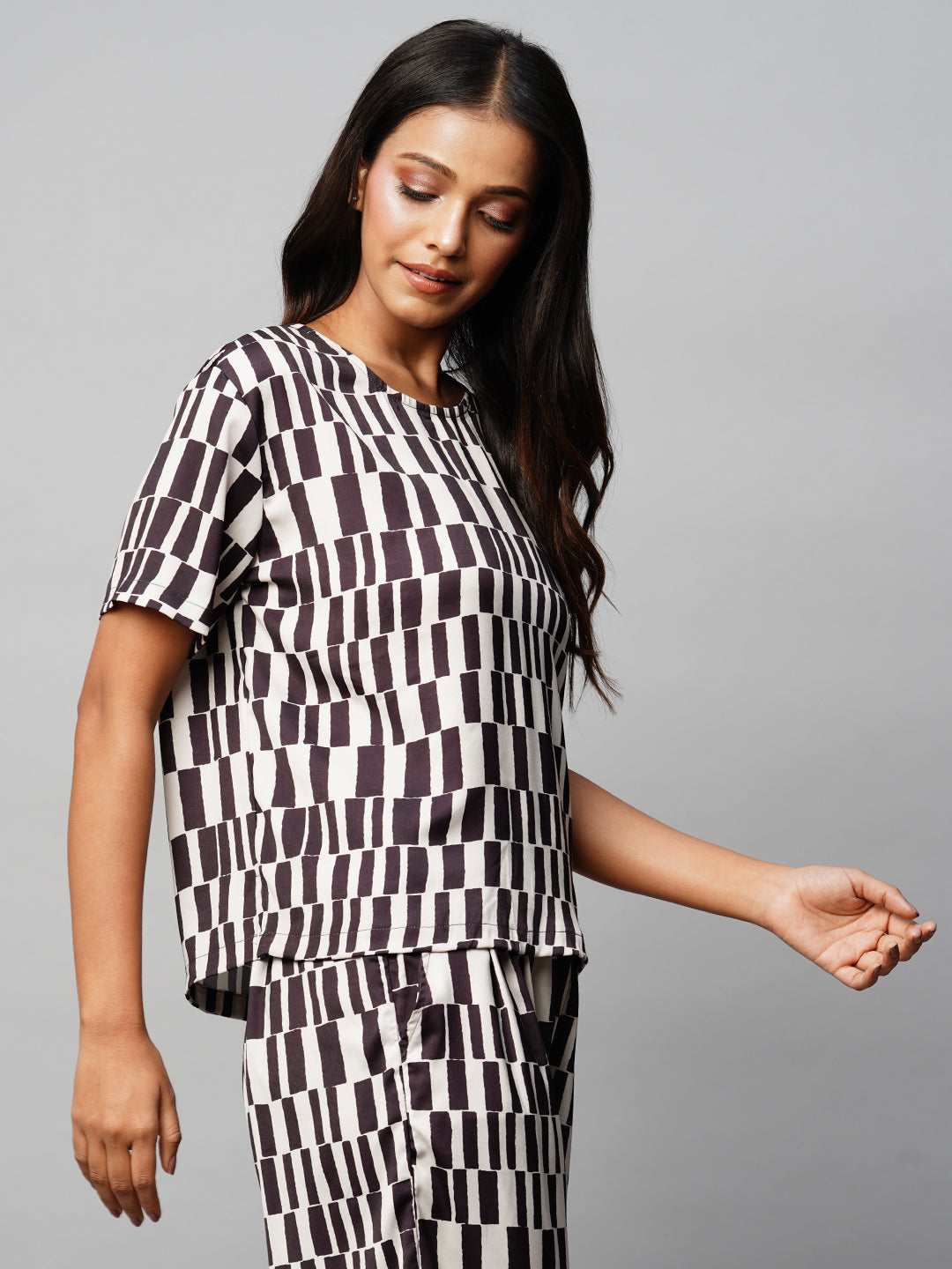 SATIN PRINTED BOXY TOP