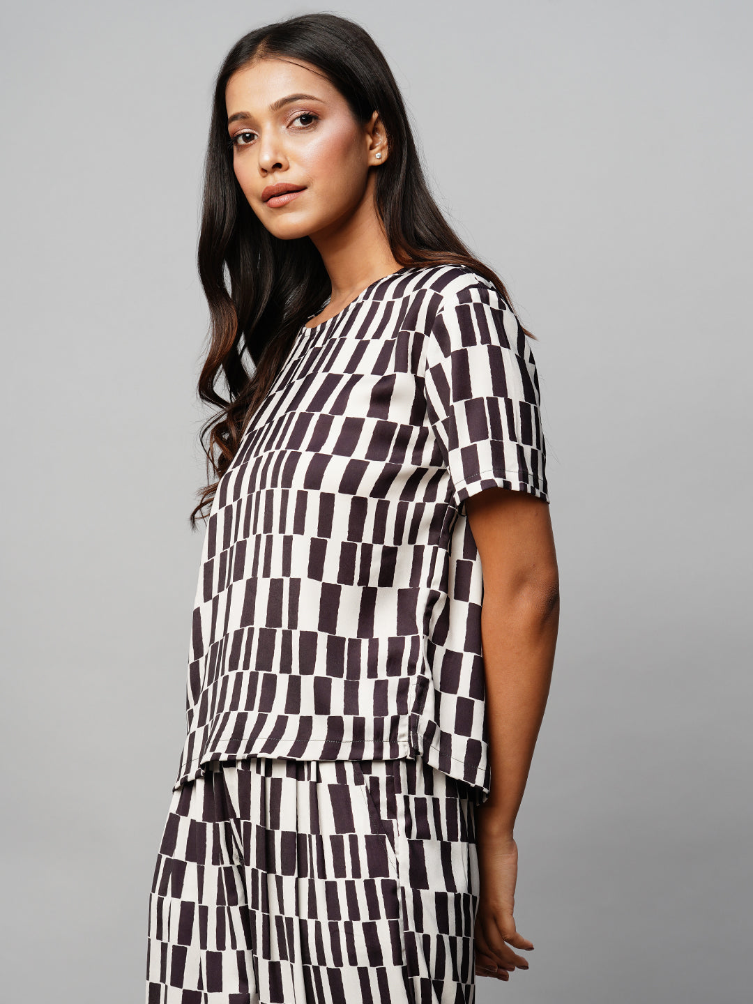 SATIN PRINTED BOXY TOP