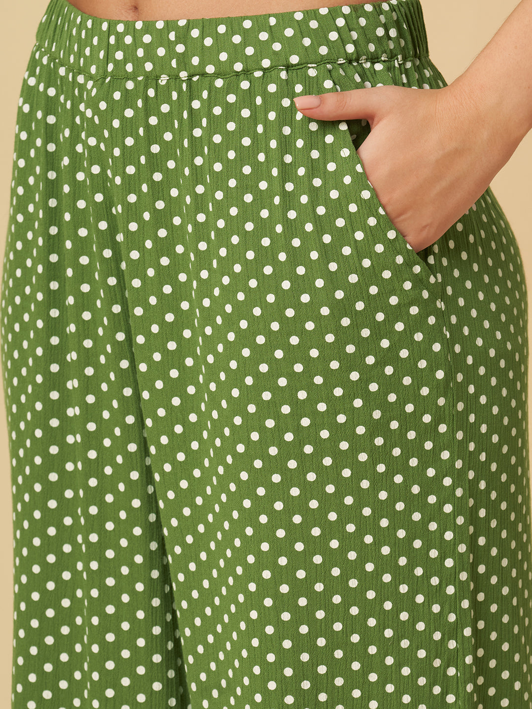 CRINKLE VISCOSE POLKA DOT LOUNGE SET W/ RIC RAC