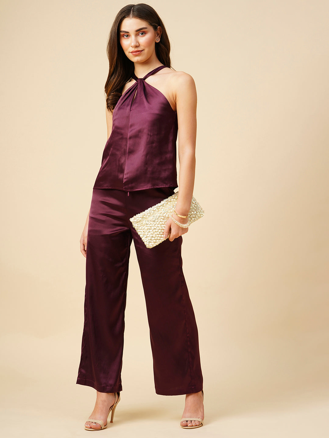 Satin Lycra Slip On Fluid Trousers