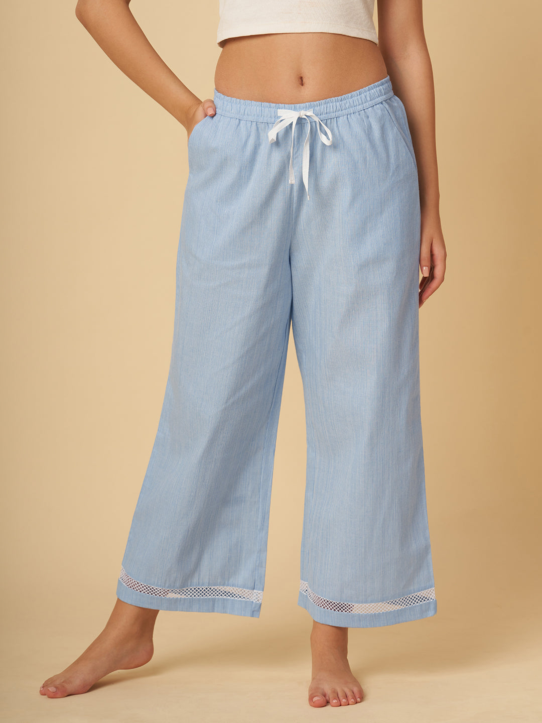LACE INSERT WIDE LEG CROPPED PJ'S