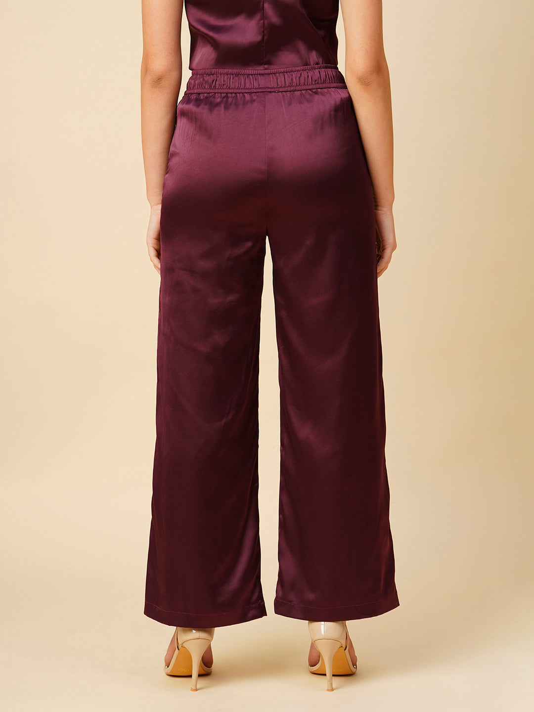 Satin Lycra Slip On Fluid Trousers
