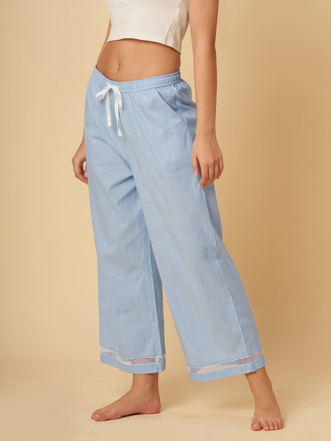LACE INSERT WIDE LEG CROPPED PJ'S