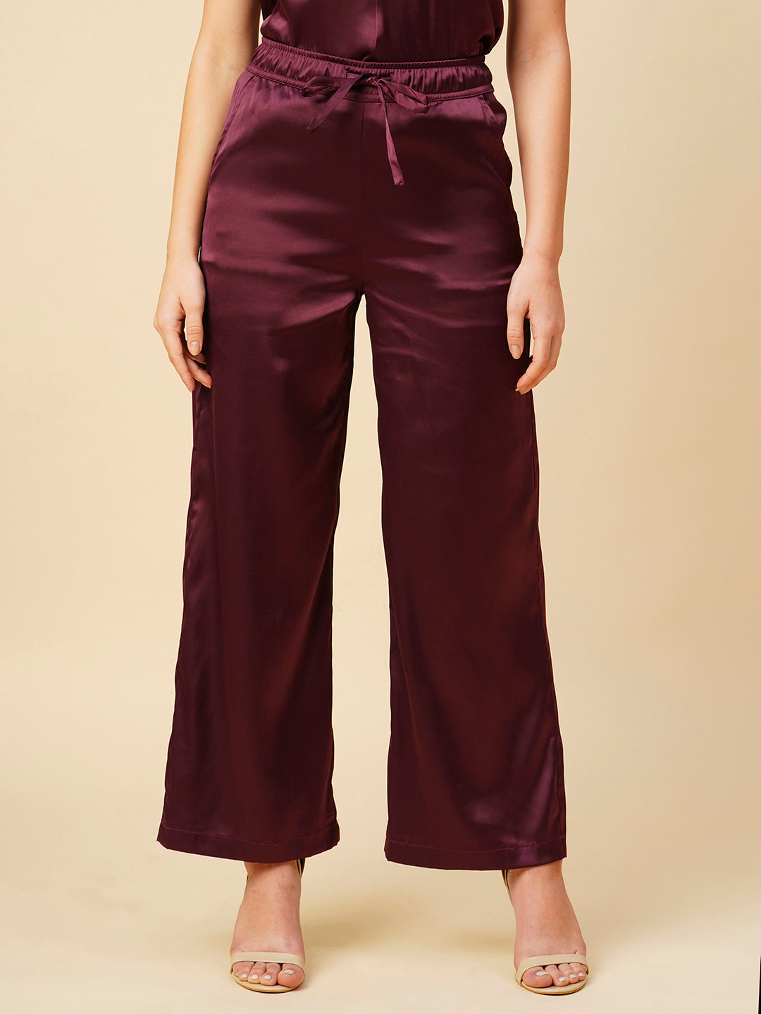 Satin Lycra Slip On Fluid Trousers