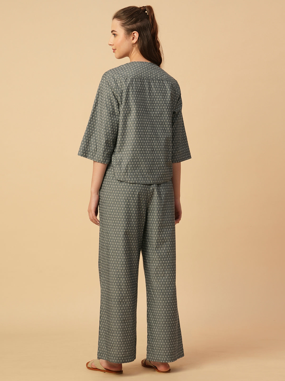 PRINTED CHAMBRAY LOUNGE SET