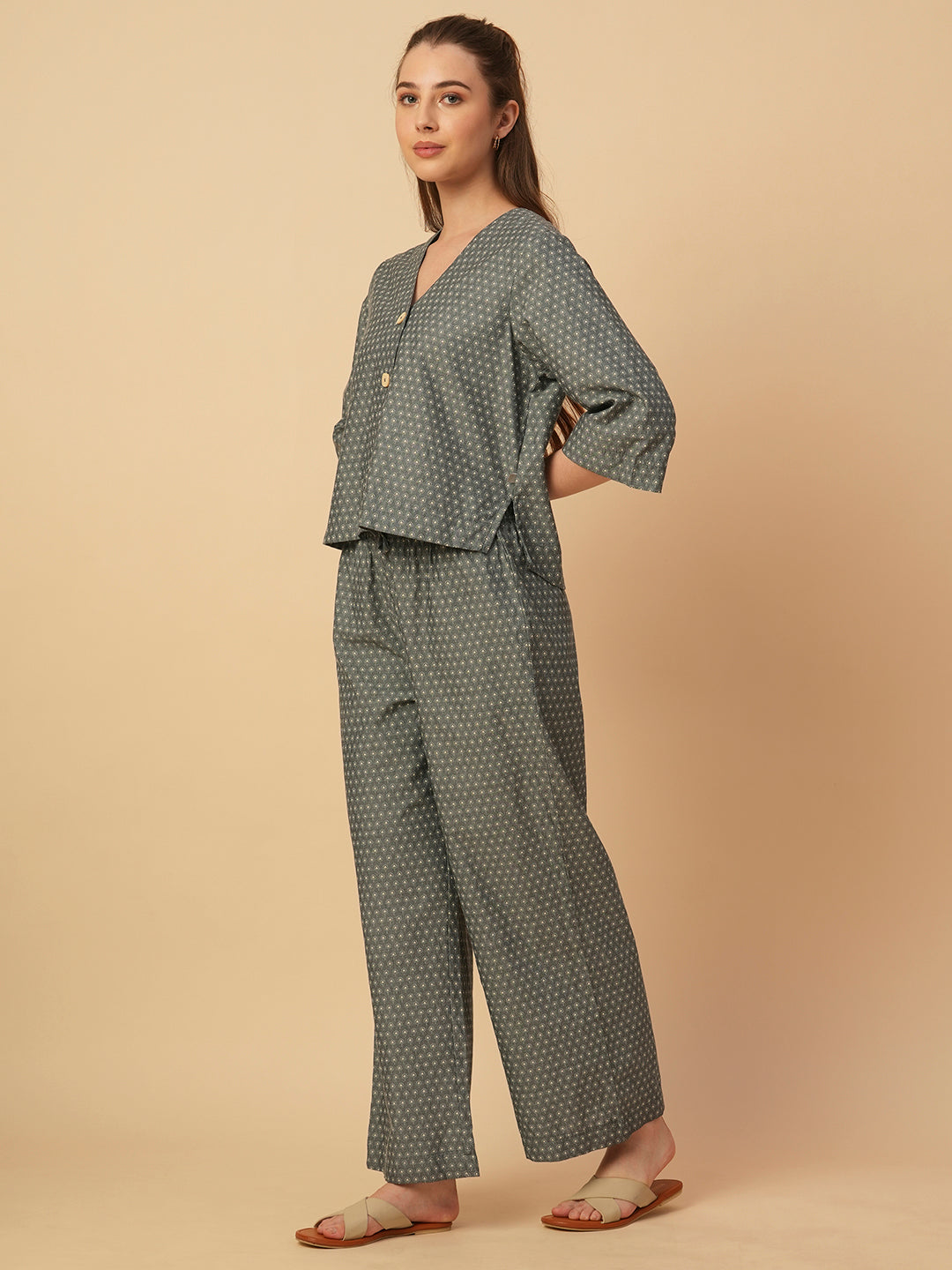 PRINTED CHAMBRAY LOUNGE SET