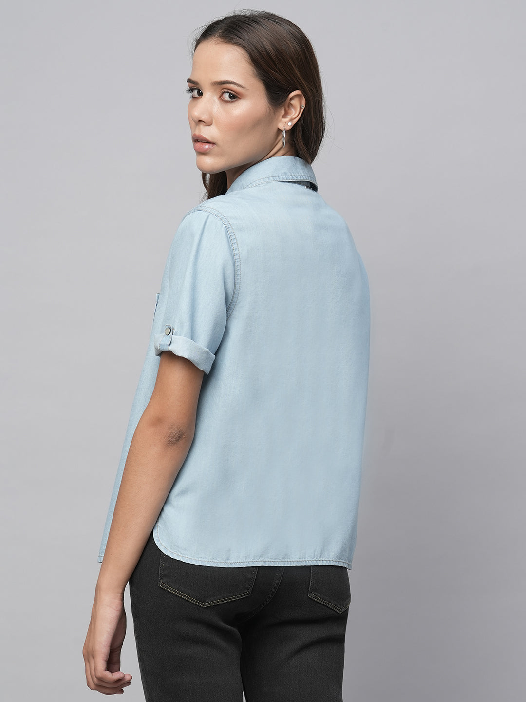Ice Wash Light Weight Cotton Tencel Denim Shirt