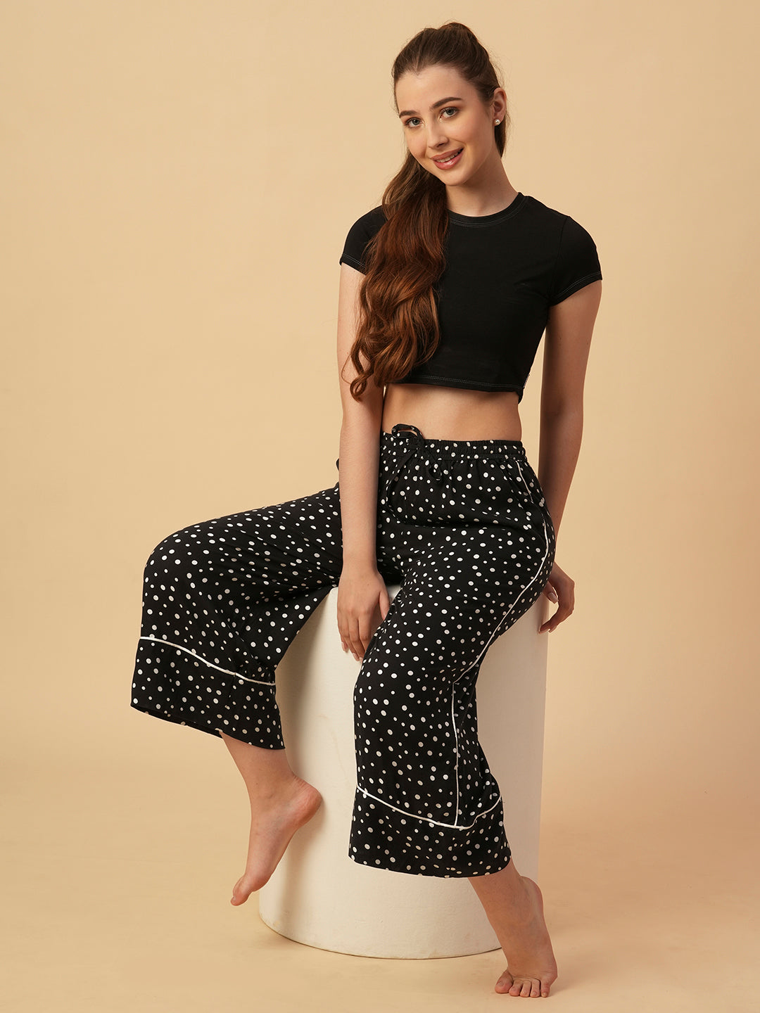 PRINTED VISCOSE WIDE LEG PJ'S