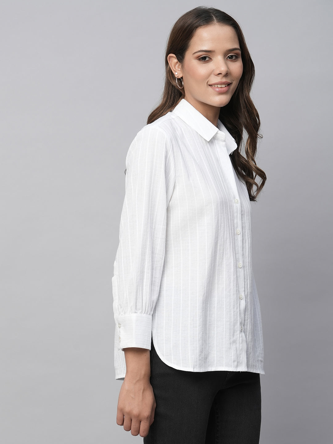 Viscose Dobby Essential White Shirt