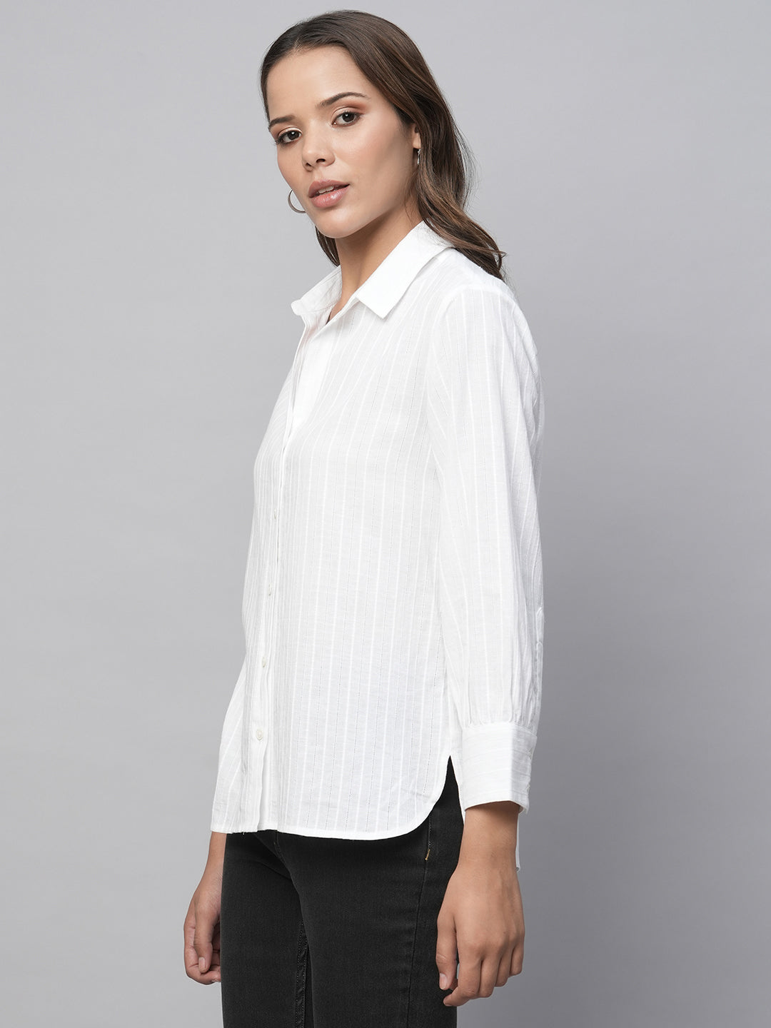 Viscose Dobby Essential White Shirt