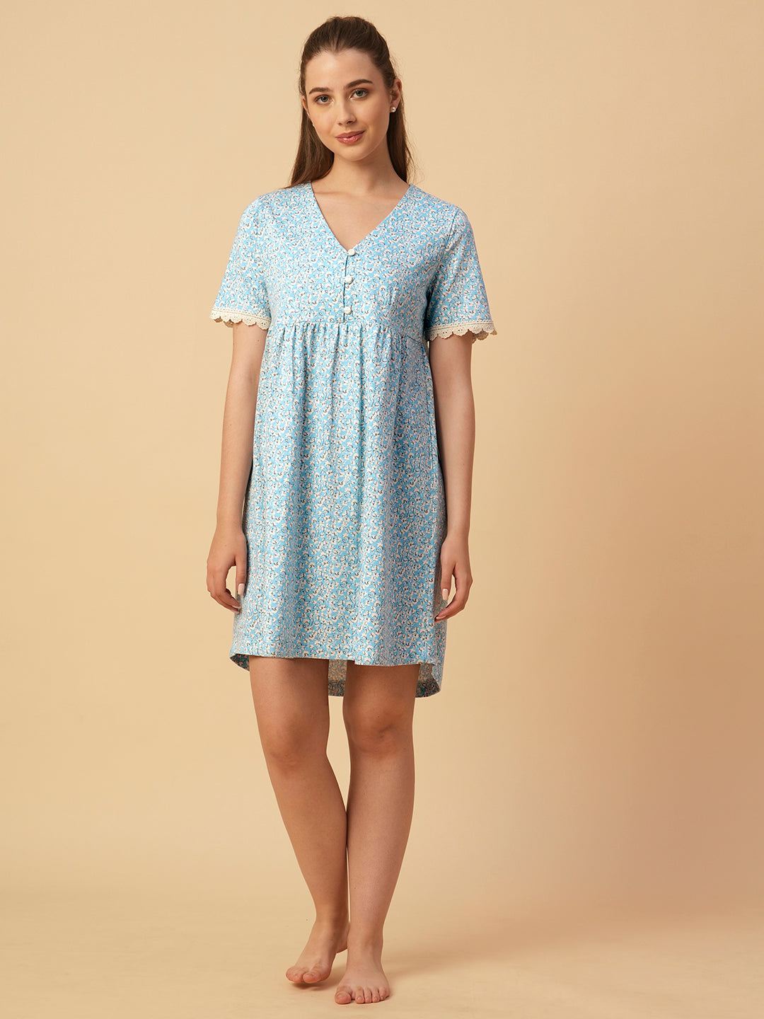 FLORAL PRINTED JERSEY BASQUE DRESS