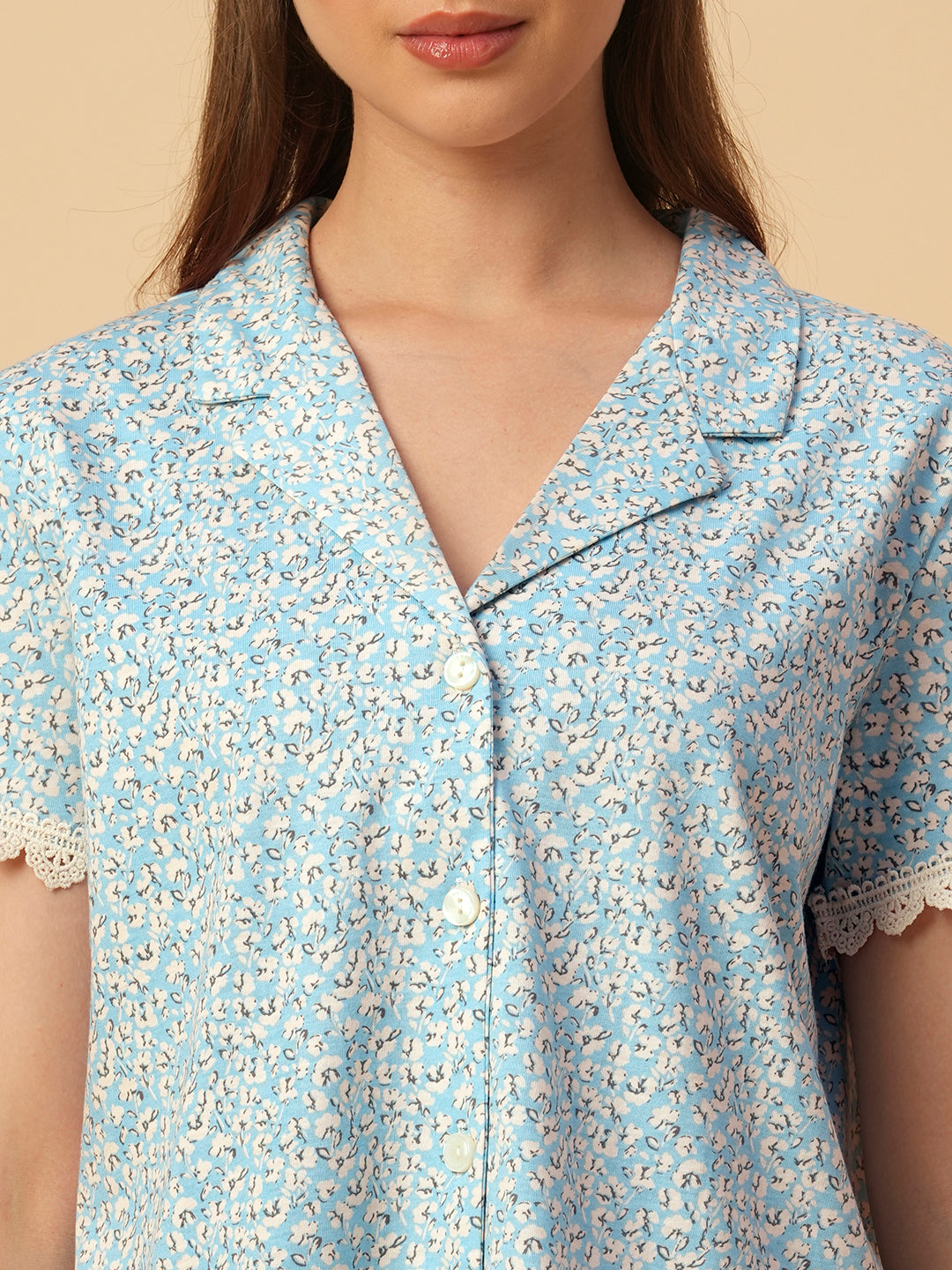 FLORAL PRINTED JERSEY NIGHTSUIT