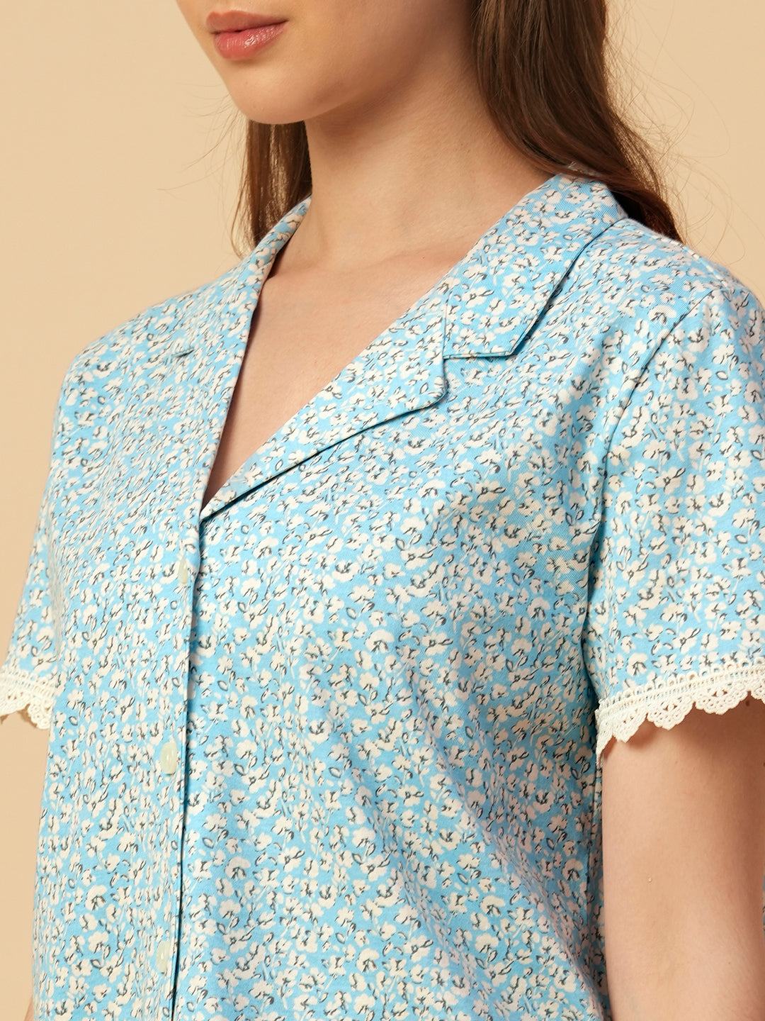 FLORAL PRINTED JERSEY NIGHTSUIT