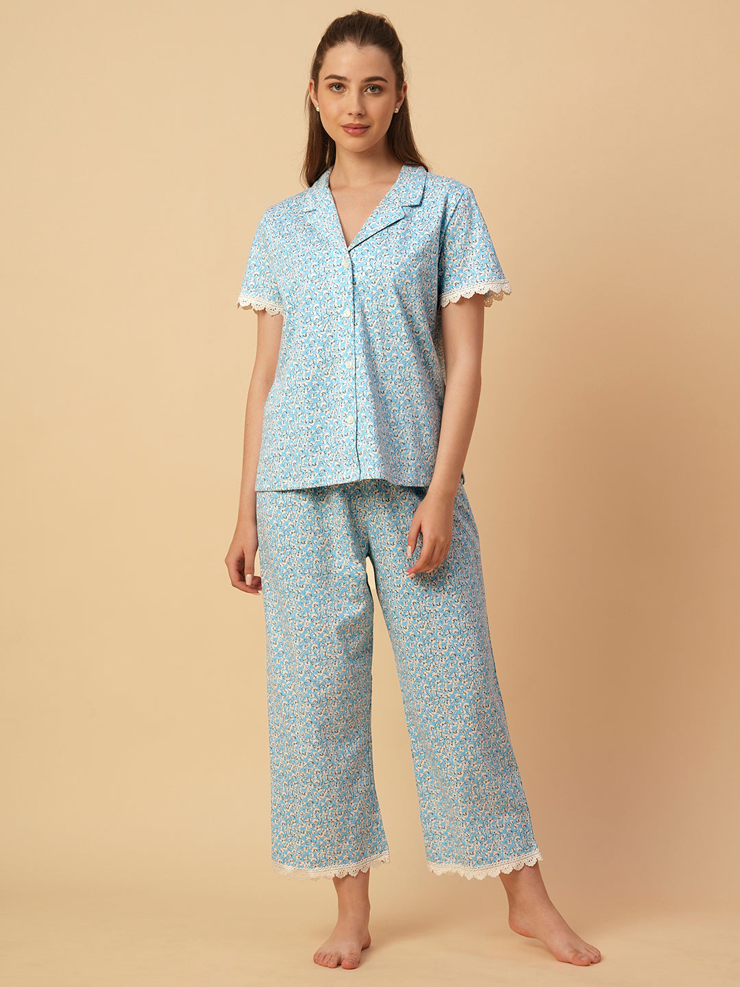 FLORAL PRINTED JERSEY NIGHTSUIT