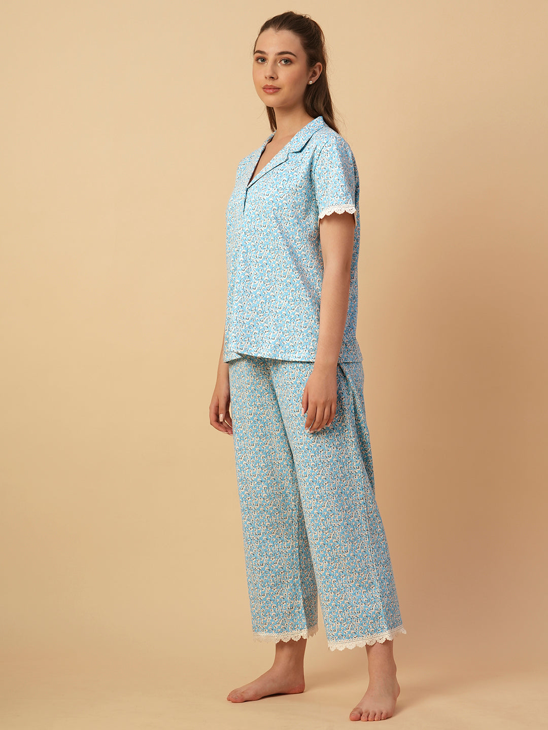 FLORAL PRINTED JERSEY NIGHTSUIT