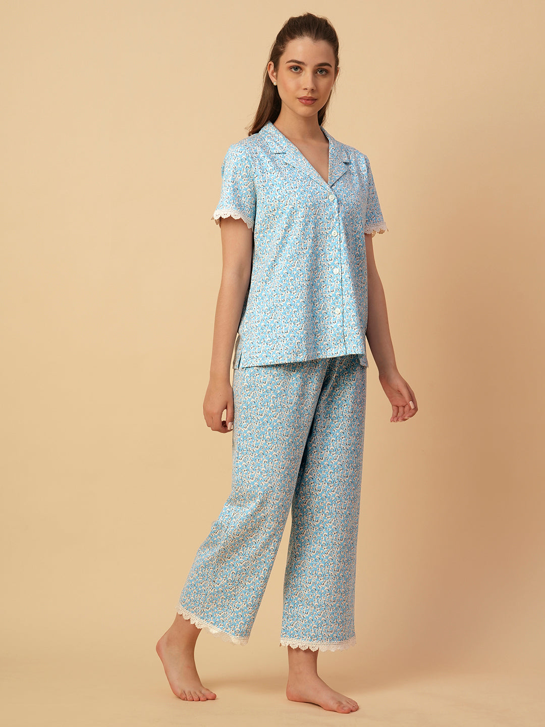FLORAL PRINTED JERSEY NIGHTSUIT