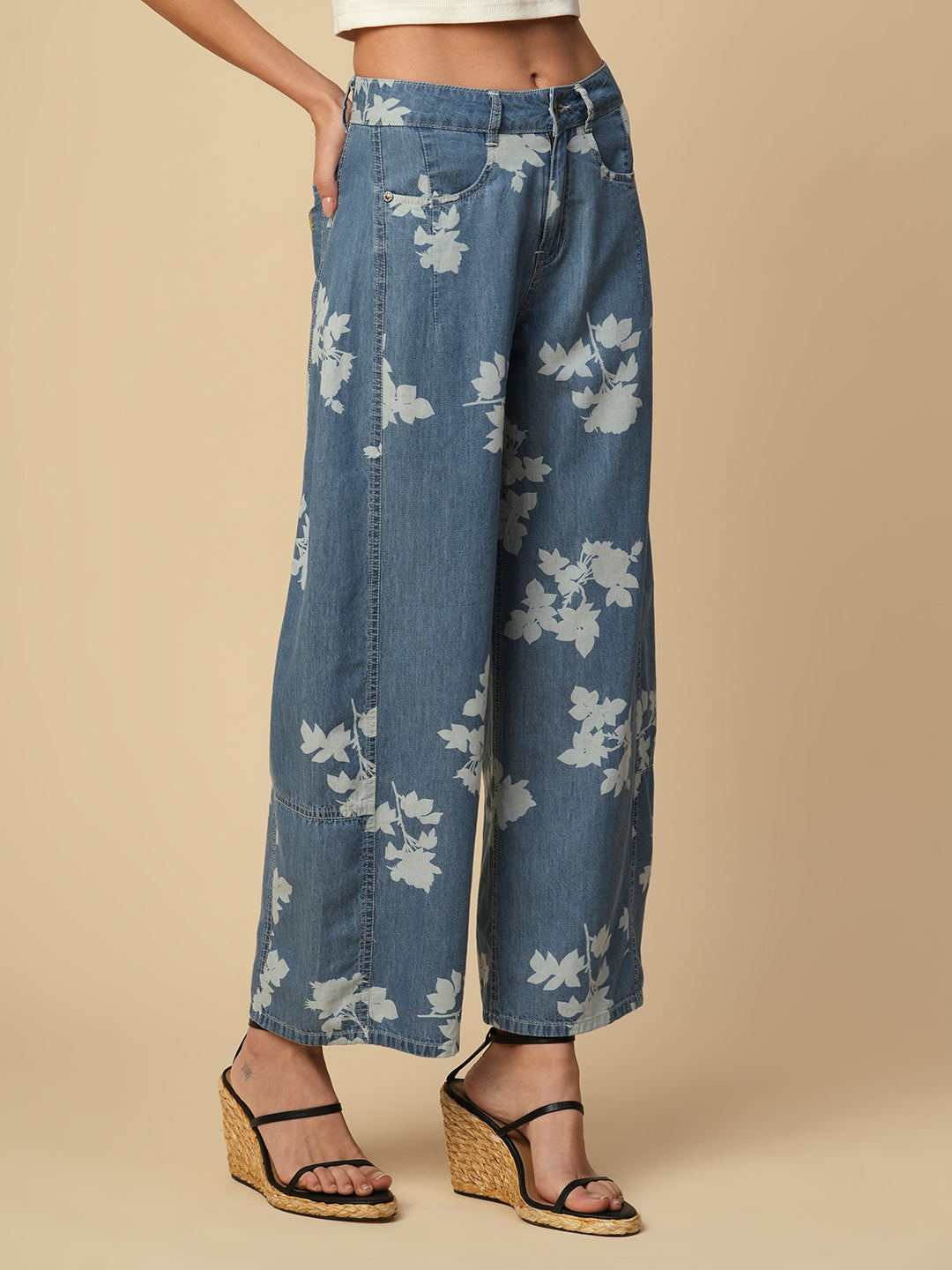 PRINTED DENIM BOYFRIEND JEANS