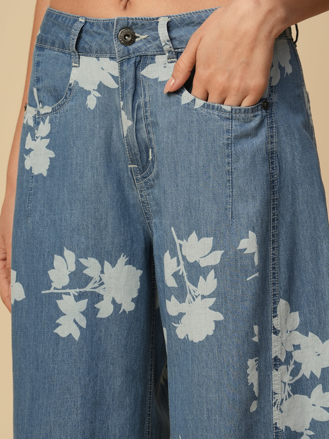 PRINTED DENIM BOYFRIEND JEANS