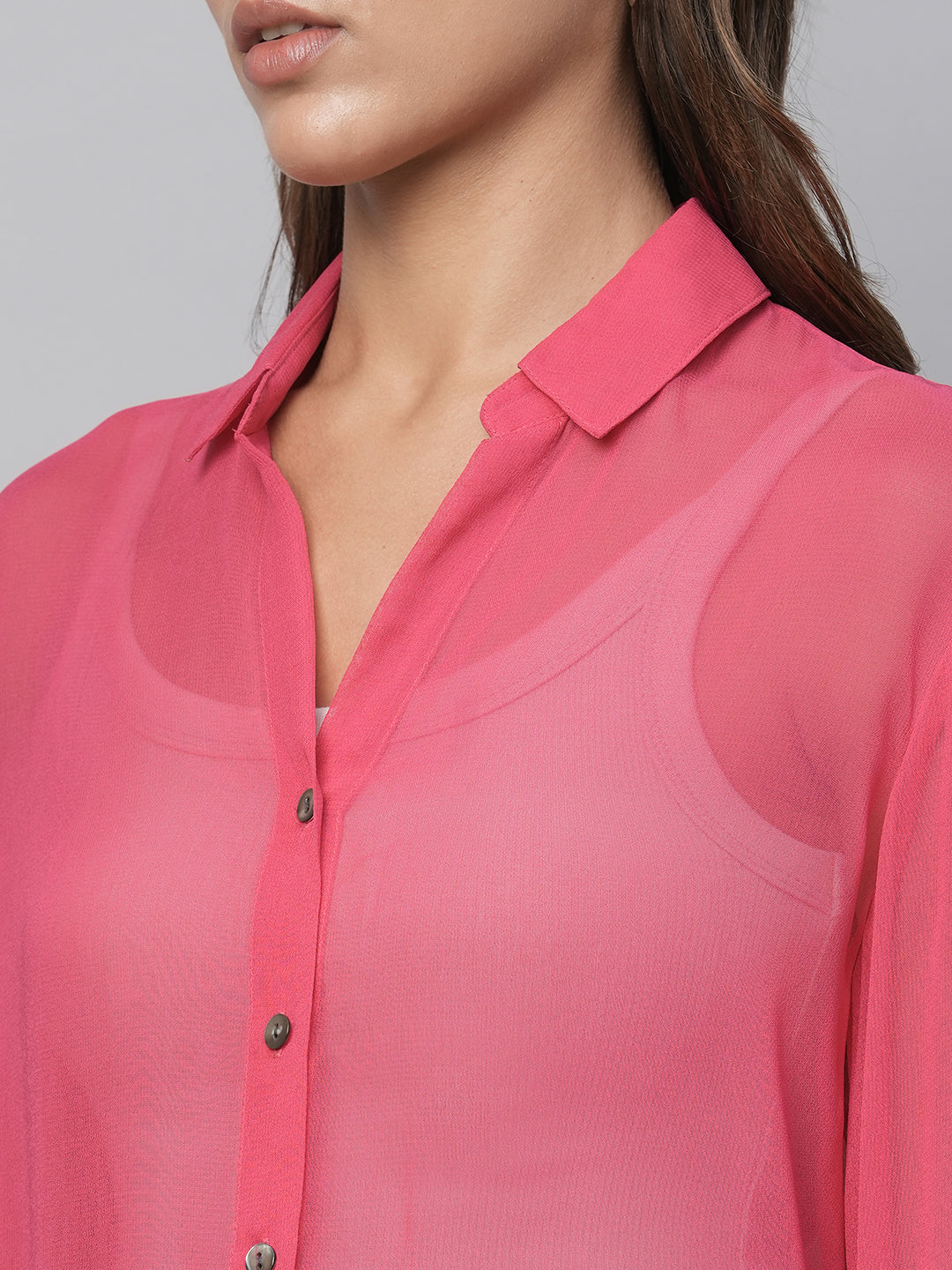 Viscose Georgette Longline Dress Up Shirt