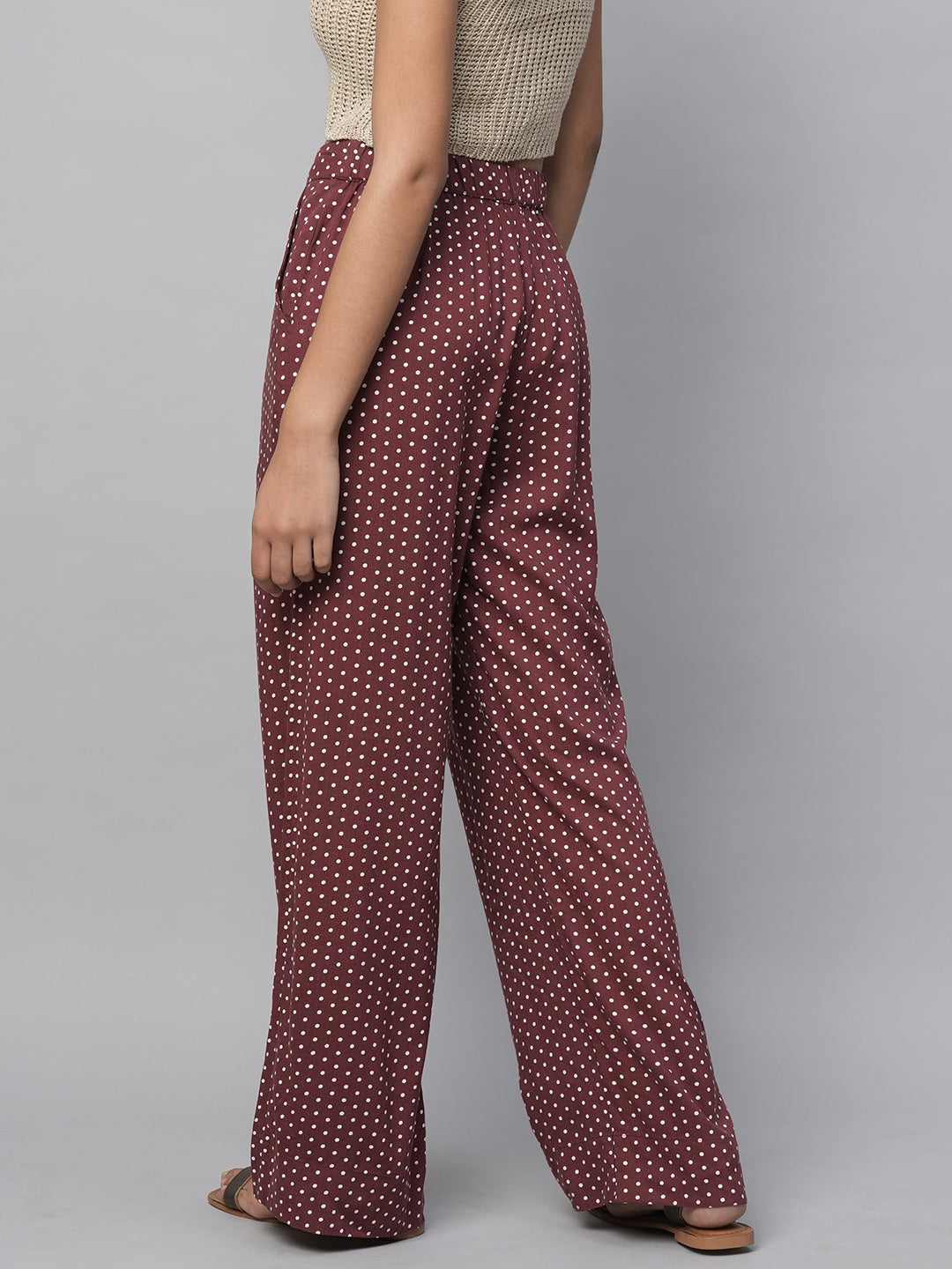 Printed Rayon Pleated Straight Leg Fluid Trouser's