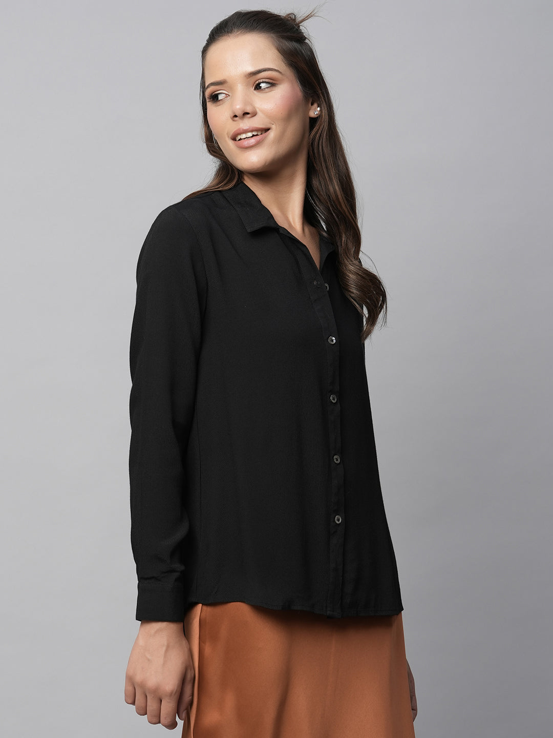 Dull Crepe Slim Fit Fluid Shirt