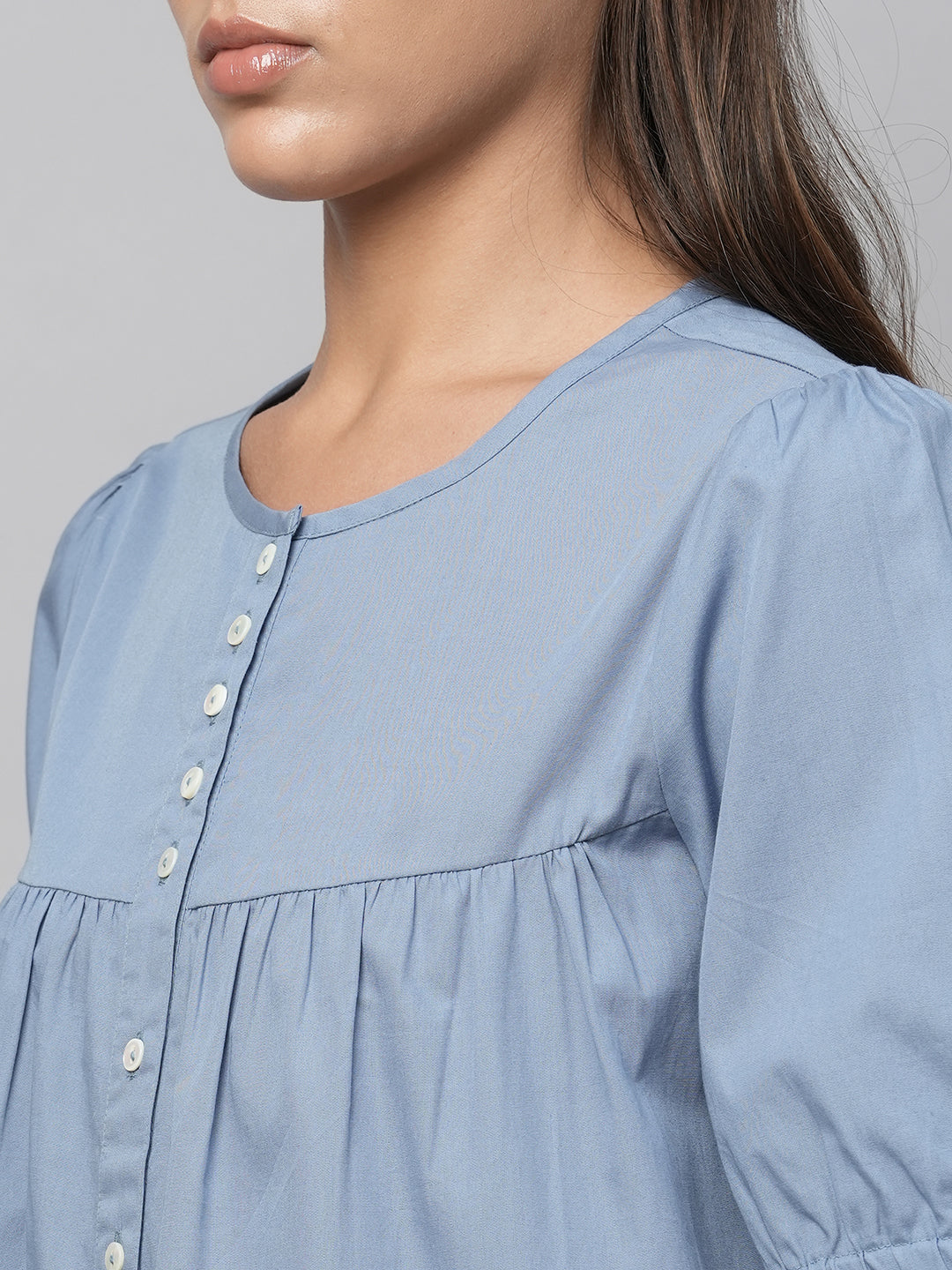 Crisp Cotton Poplin Embriodered Swing Top And Wide Leg Lounge set