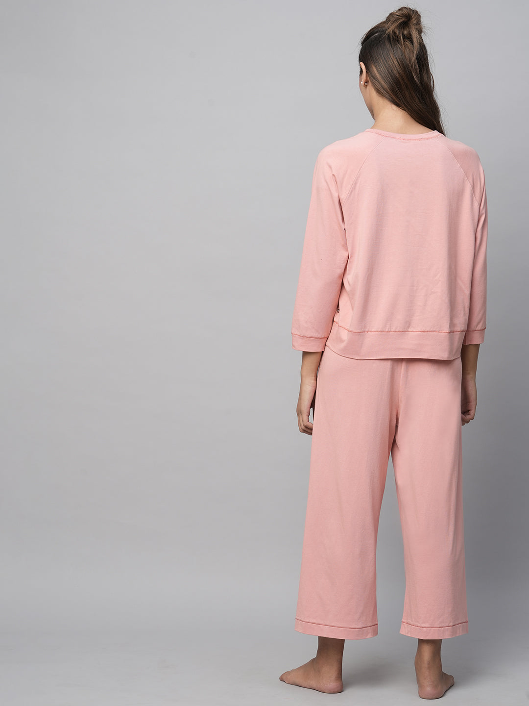 Cotton Viscose Jersey Raglan Tee And Wide Leg Pj Set