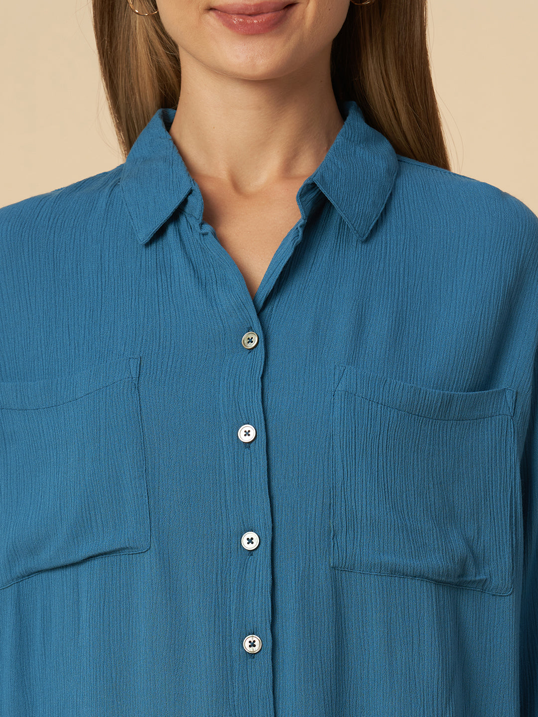 CRINKLE VISCOSE ESSENTIAL SHIRT