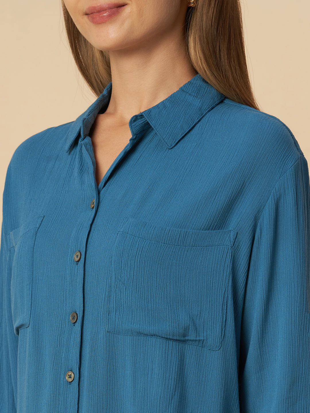 CRINKLE VISCOSE ESSENTIAL SHIRT