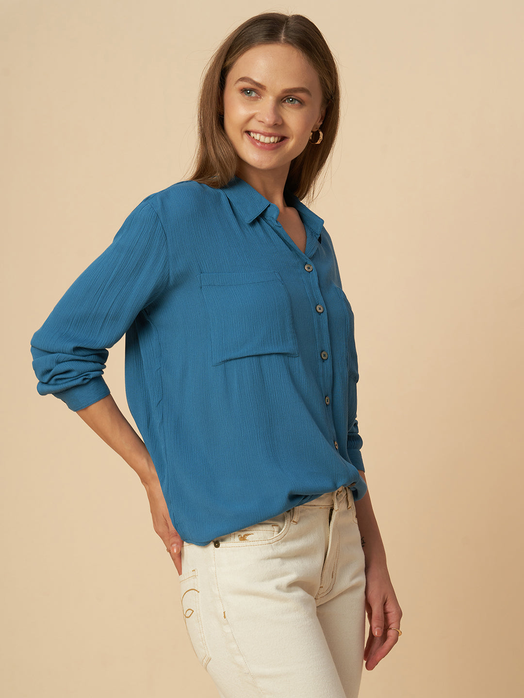 CRINKLE VISCOSE ESSENTIAL SHIRT
