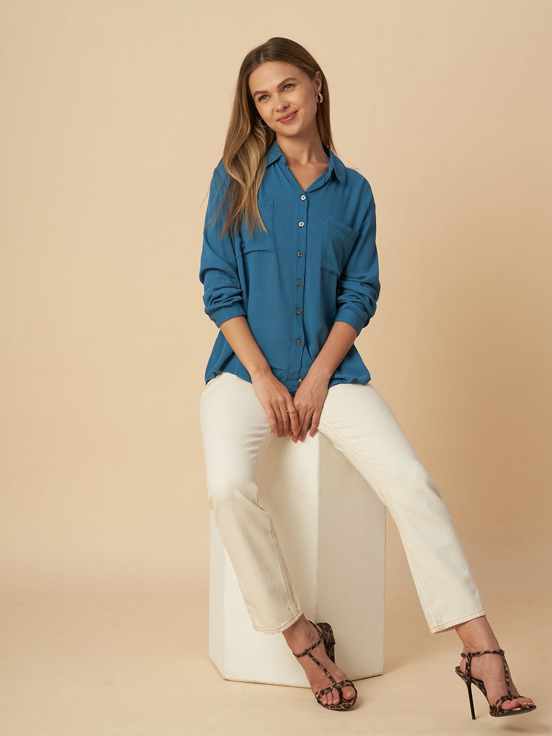 CRINKLE VISCOSE ESSENTIAL SHIRT