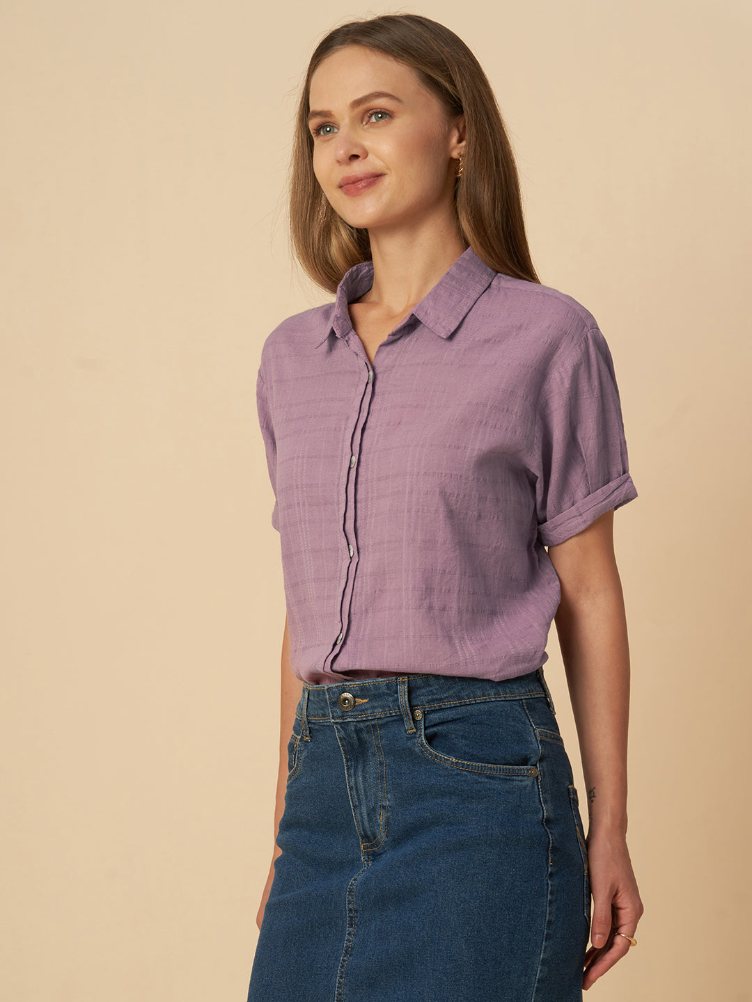 COTTON DOBBY OVERDYED SHIRT