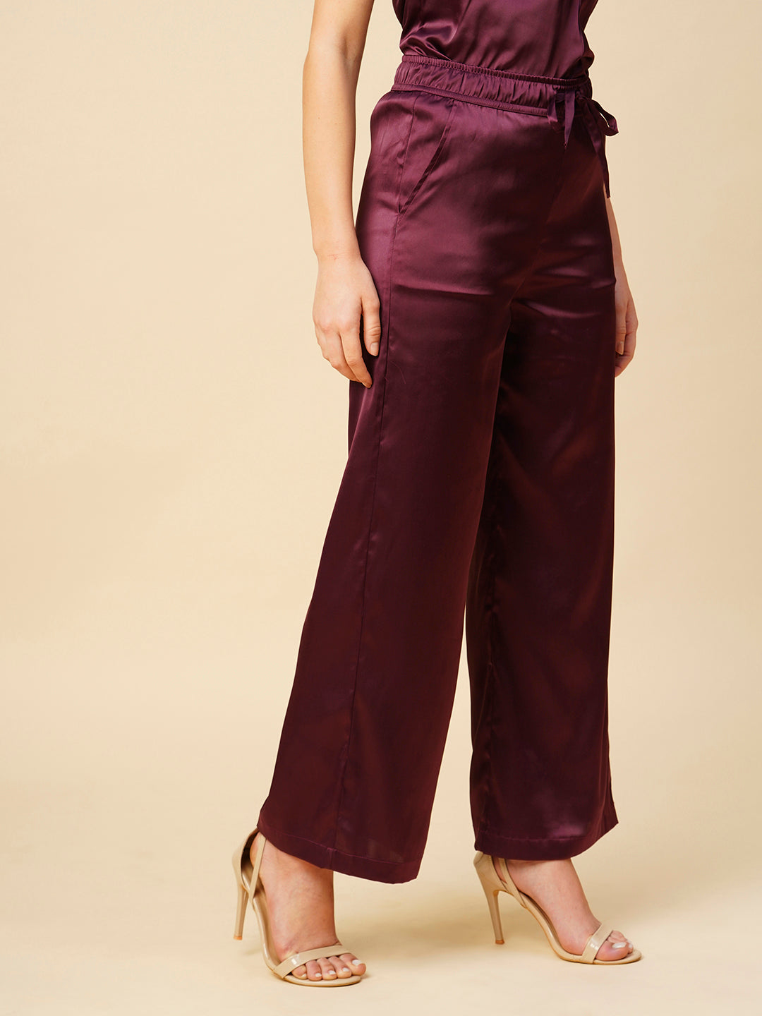 Satin Lycra Slip On Fluid Trousers