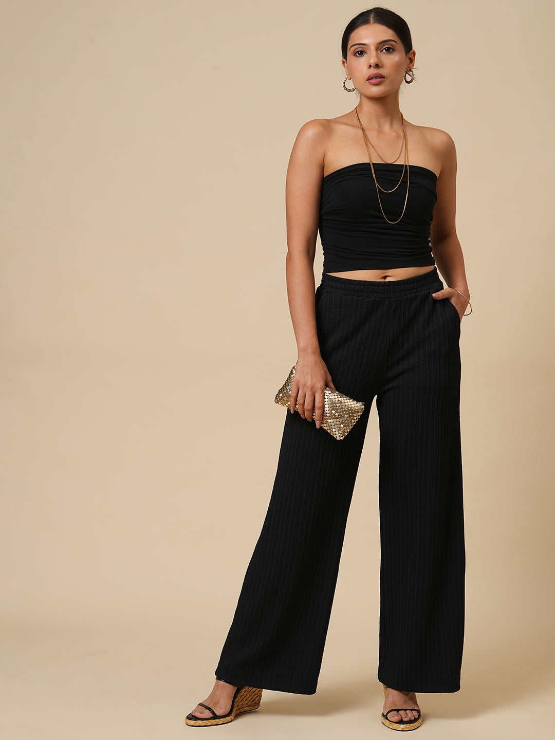 TEXTURED KNIT SLIP-ON LOUNGE PANTS