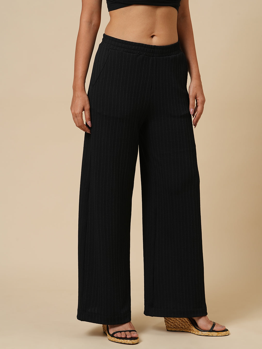 TEXTURED KNIT SLIP-ON LOUNGE PANTS