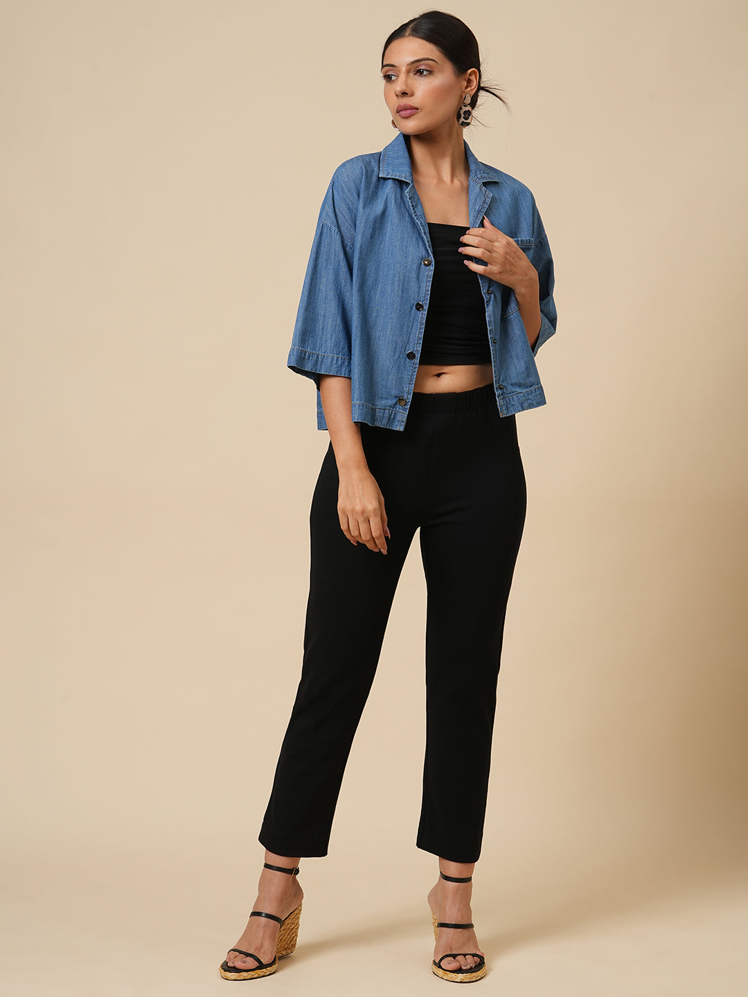 HEAVY KNIT CROPPED PULL ON PANTS