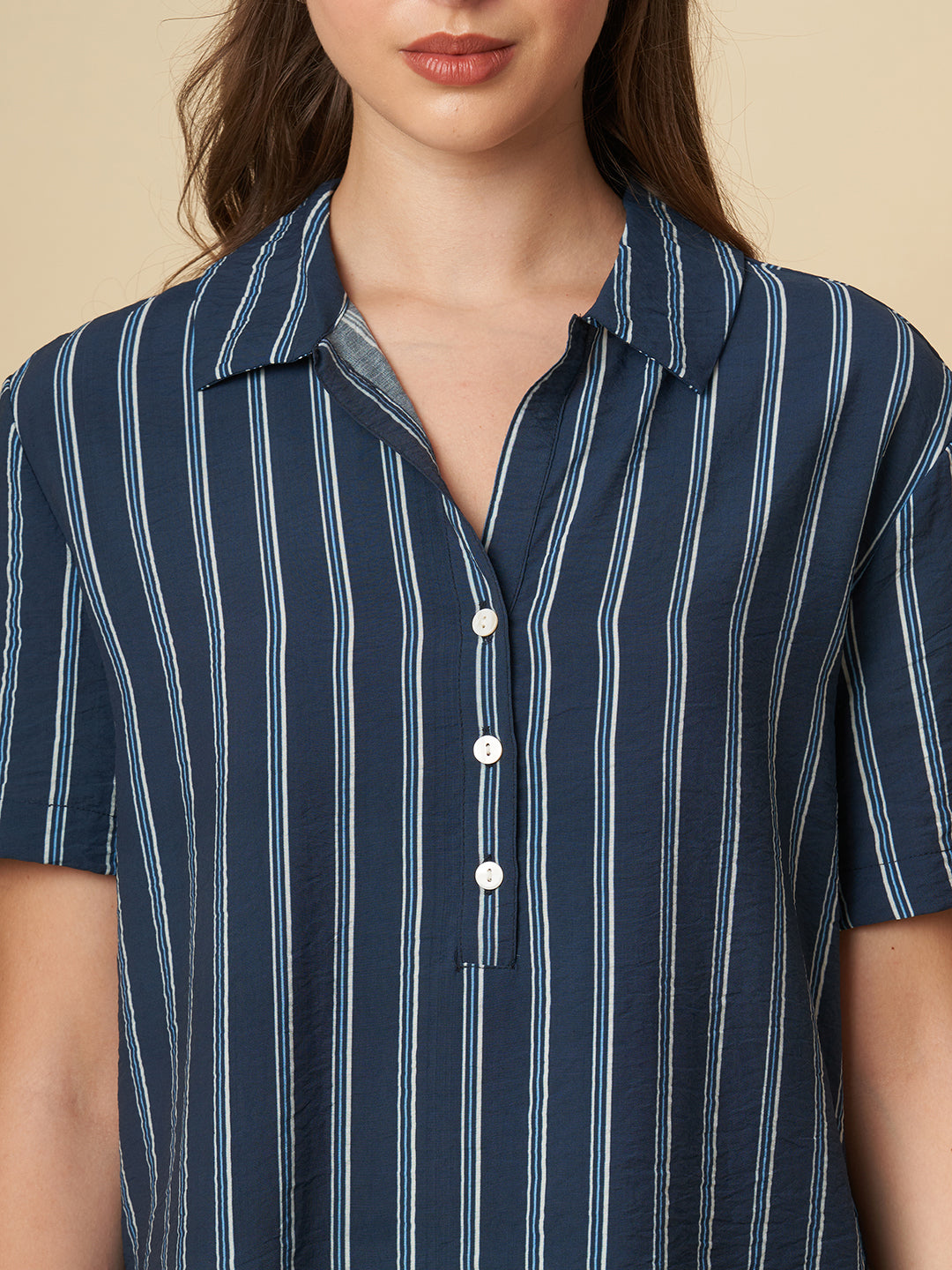 CRUSHED VISCOSE LONGLINE TUNIC & CROPPED PJ CO-ORD SET