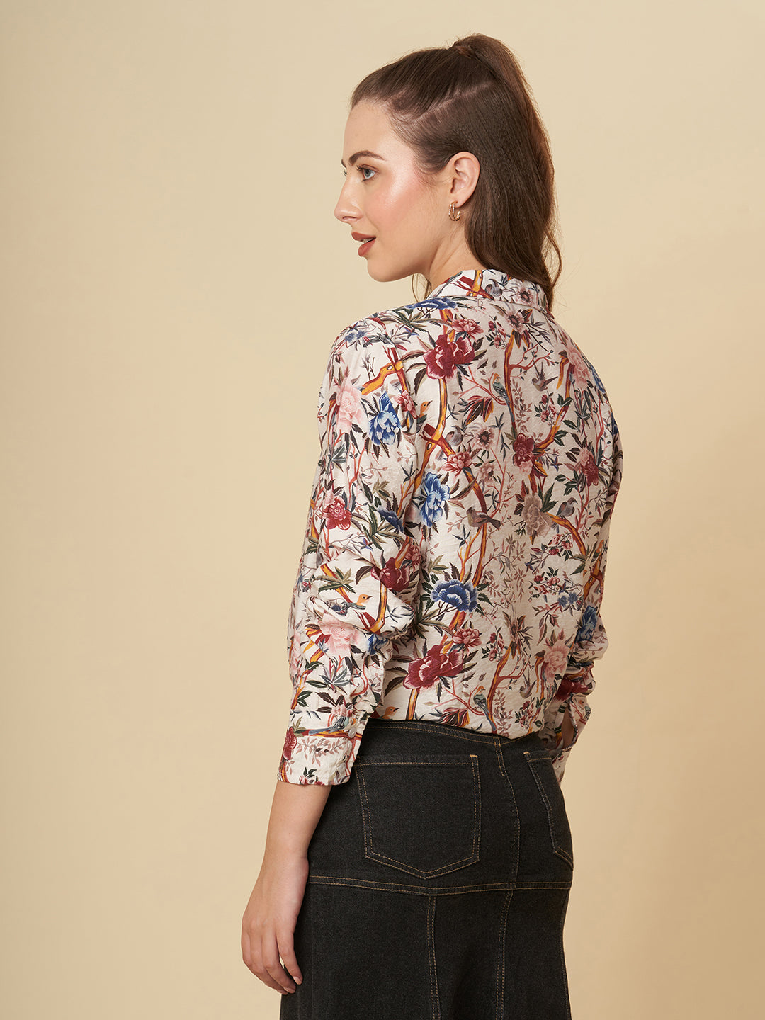 LAPEL COLLAR CRUSHED VISCOSE SHIRT