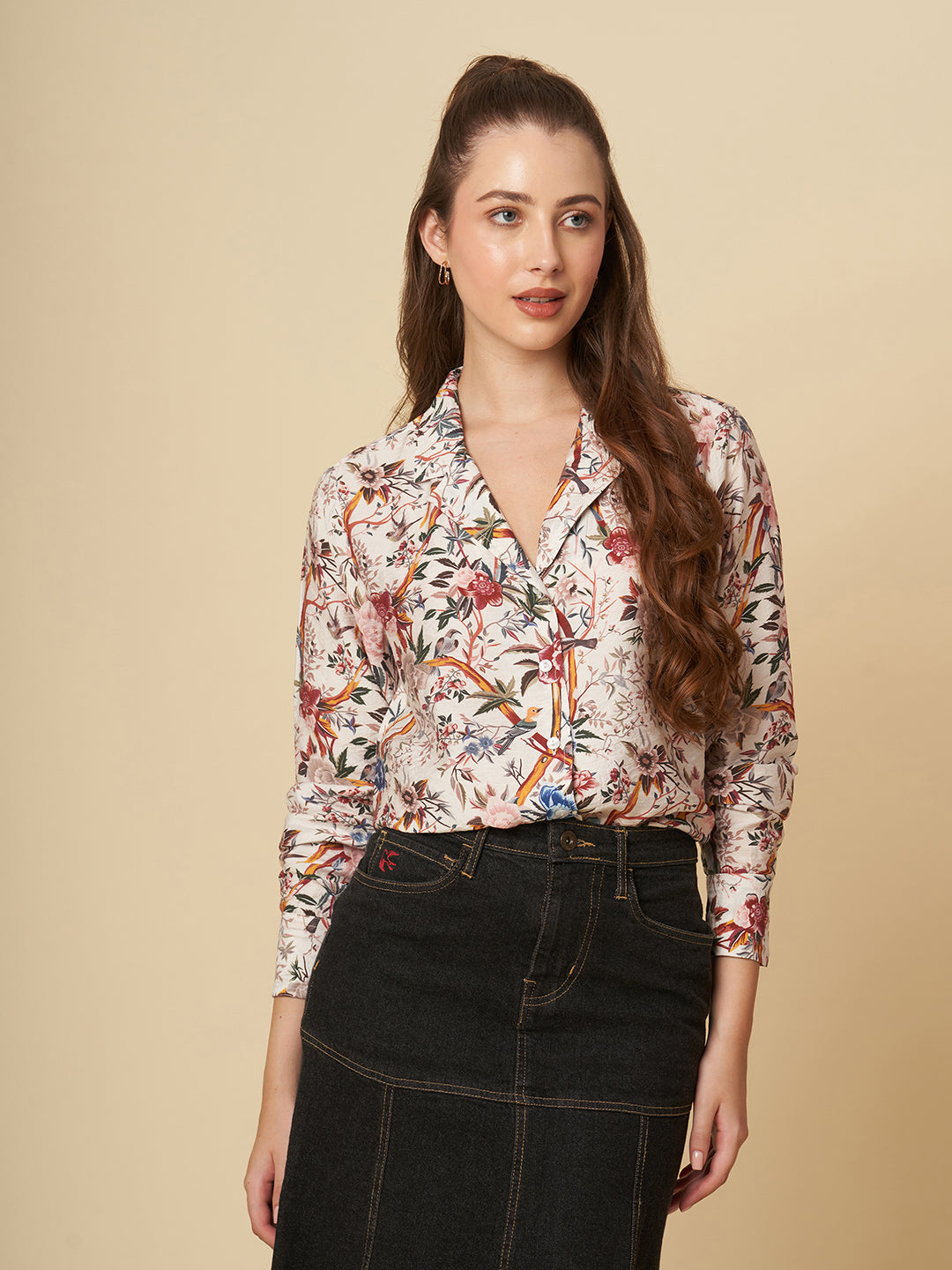 LAPEL COLLAR CRUSHED VISCOSE SHIRT