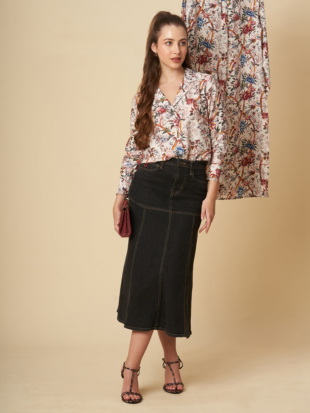 LAPEL COLLAR CRUSHED VISCOSE SHIRT