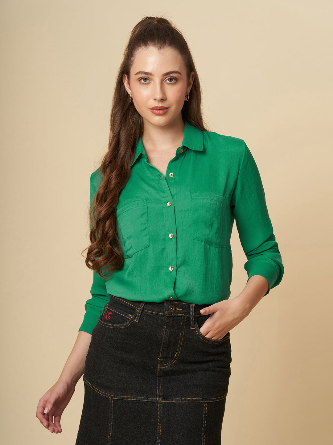 HAMMERED SATIN SHIRT