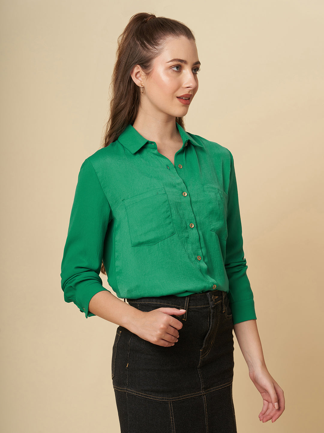 HAMMERED SATIN SHIRT