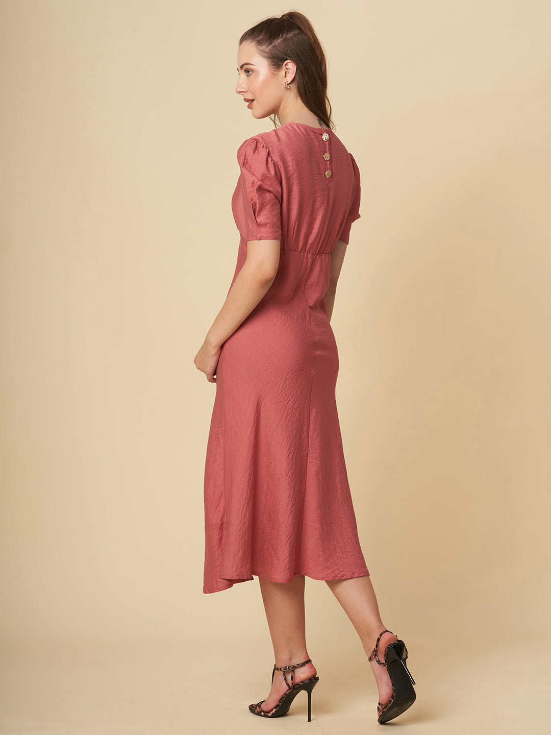 CRUSHED VISCOSE BIAS CUT DRESS