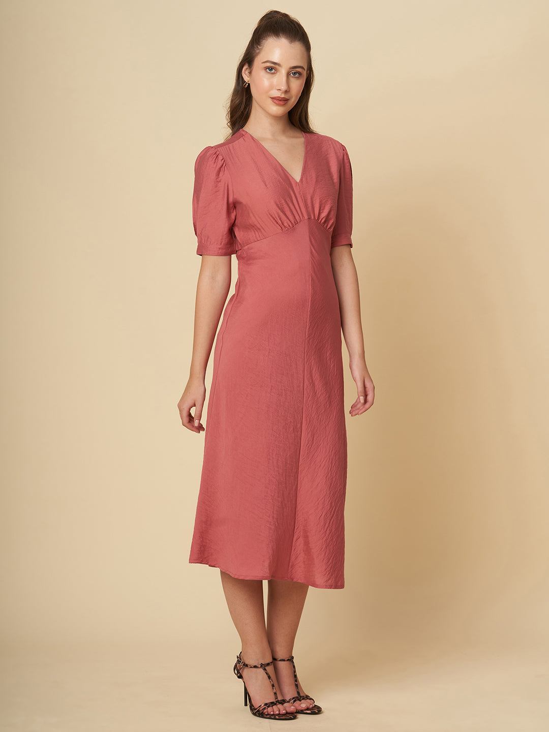 CRUSHED VISCOSE BIAS CUT DRESS