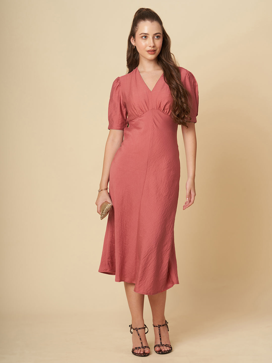 CRUSHED VISCOSE BIAS CUT DRESS