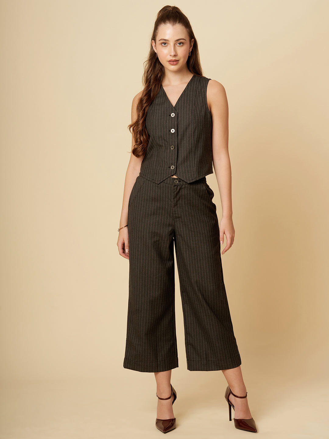 PINSTRIPE WAISTCOAT & TROUSERS CO-ORD SET