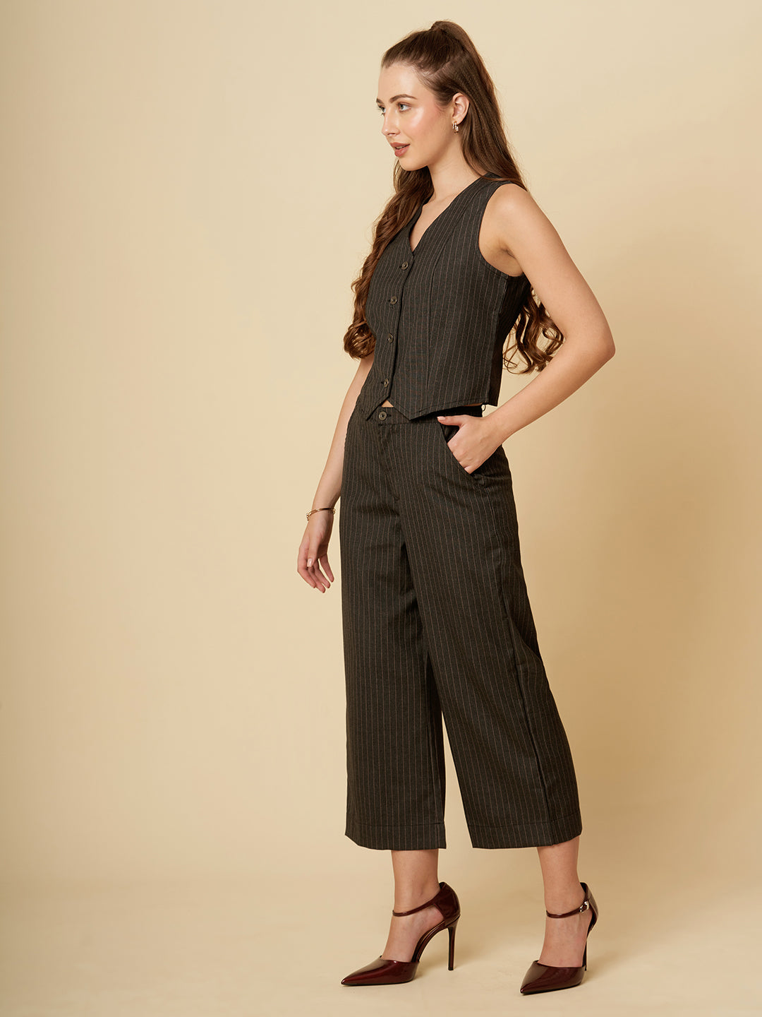 PINSTRIPE WAISTCOAT & TROUSERS CO-ORD SET
