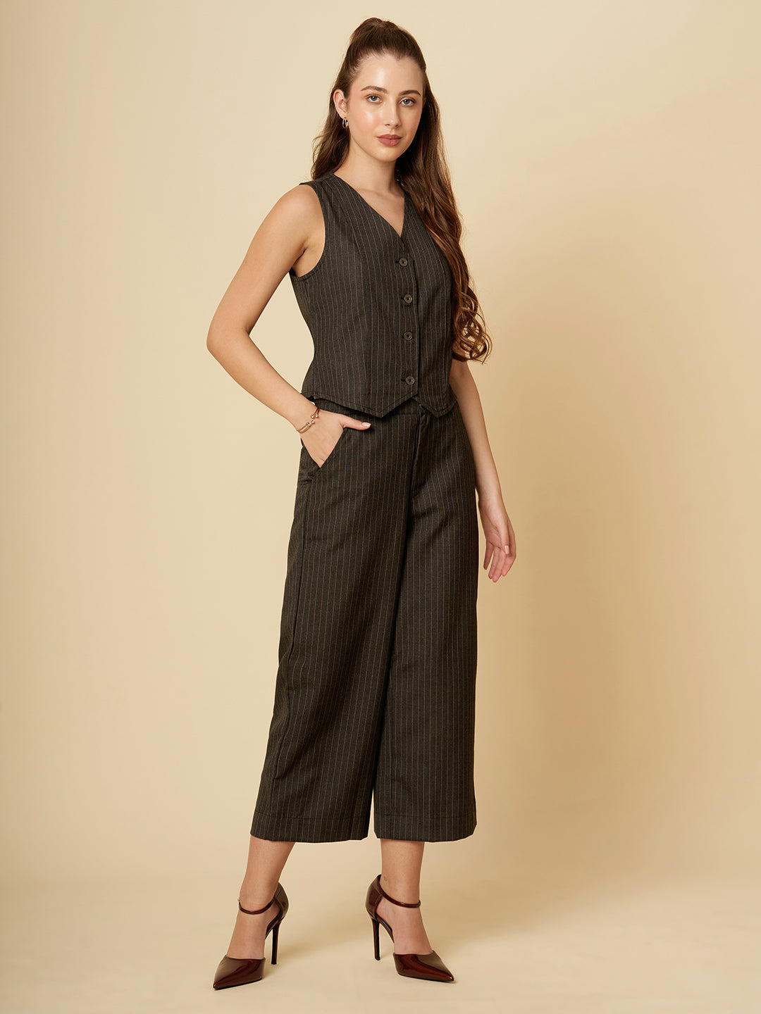 PINSTRIPE WAISTCOAT & TROUSERS CO-ORD SET