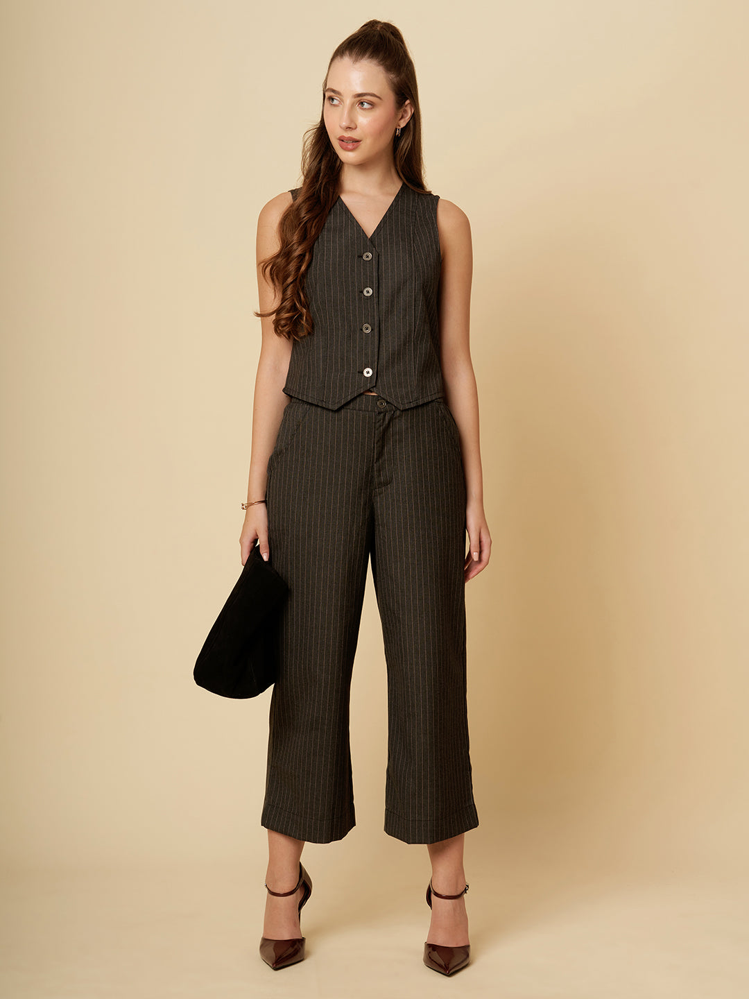 PINSTRIPE WAISTCOAT & TROUSERS CO-ORD SET